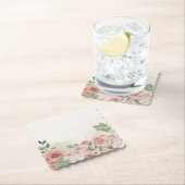 Rosa Blume und Blätter Untersetzer (Vor Ort)