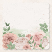 Rosa Blume und Blätter Untersetzer (Vorderseite)