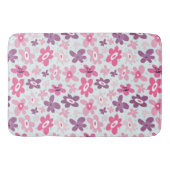 Rosa Blume und blaue Herzen Niedlich Whimsical Badematte (Vorderseite)