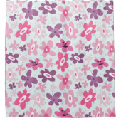 Rosa Blume und blaue Herzen Niedlich Whimsical Duschvorhang (Vorderseite)