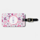 Rosa Blume und blaue Herzen Niedlich Whimsical Gepäckanhänger (Vorderseite horizontal)