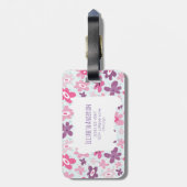 Rosa Blume und blaue Herzen Niedlich Whimsical Gepäckanhänger (Rückseite vertikal)