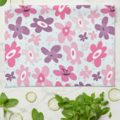 Rosa Blume und blaue Herzen Niedlich Whimsical Geschirrtuch (Gefaltet)