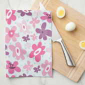 Rosa Blume und blaue Herzen Niedlich Whimsical Geschirrtuch (Viertel Falte)