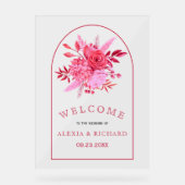 Rosa Blume und Blumengarten Acrylschild (Vorderseite)