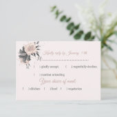 Rosa Blume und Blütenmehl RSVP Karte (Stehend Vorderseite)