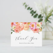 Rosa Blume und Citrus Danke, dass Sie die Karte er (Stehend Vorderseite)