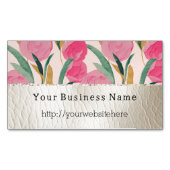 Rosa Blume und Creme Imitate Leder Magnetische Visitenkarte (Vorderseite)