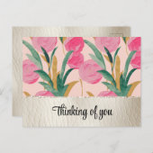 Rosa Blume und Creme Imitate Leder Postkarte (Vorne/Hinten)