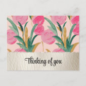 Rosa Blume und Creme Imitate Leder Postkarte (Vorderseite)