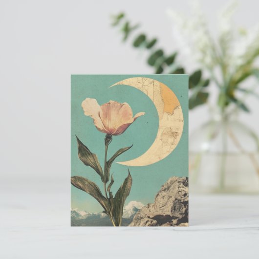Rosa Blume und Crescent Moon (Stehend Vorderseite)