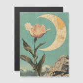 Rosa Blume und Crescent Moon Magnetkarte (Vorne/Hinten)