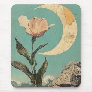 Rosa Blume und Crescent Moon Mousepad