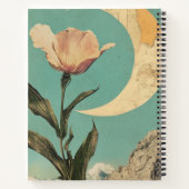 Rosa Blume und Crescent Moon Notizblock (Rückseite)
