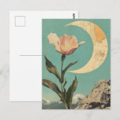 Rosa Blume und Crescent Moon Postkarte (Vorne/Hinten)