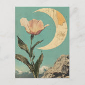 Rosa Blume und Crescent Moon Postkarte (Vorderseite)