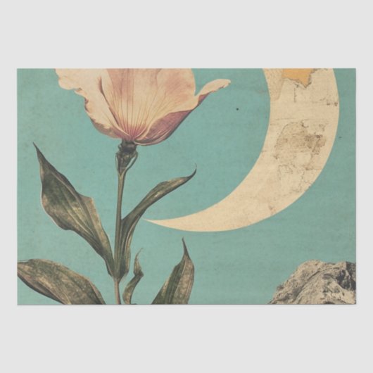 Rosa Blume und Crescent Moon Seidenpapier (Vorderseite)