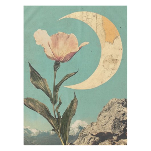 Rosa Blume und Crescent Moon Tischdecke (Vorderseite)
