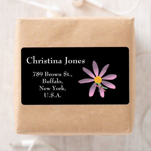 Rosa Blume und Dragonfly-Aufkleber (Insitu)