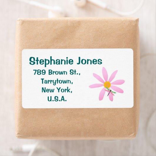 Rosa Blume und Dragonfly-Aufkleber (Insitu)