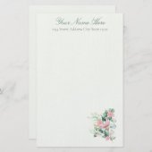 Rosa Blume und Eukalyptus Briefpapier (Vorne/Hinten)