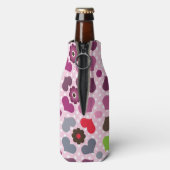 Rosa Blume und Eule-Muster Flaschenkühler (Flasche Rückseite)
