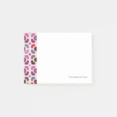 rosa Blume und Eule-Muster Post-it Klebezettel (Vorderseite)