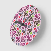 Rosa Blume und Eule-Muster Runde Wanduhr (Winkel)