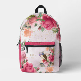 Rosa Blume und Fairies Girl Bedruckter Rucksack