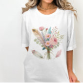 Rosa Blume und Feathers T - Shirt