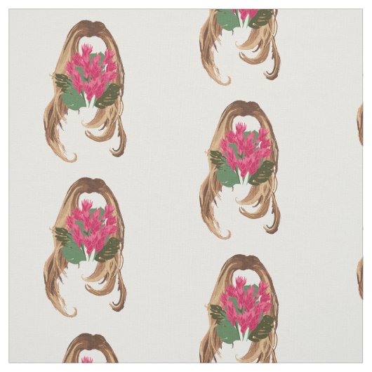 Rosa Blume und Frauengesicht Stoff (Muster)