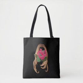 Rosa Blume und Frauengesicht Tasche