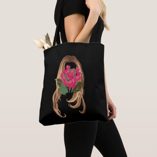 Rosa Blume und Frauengesicht Tasche (Von Nahem)