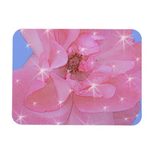 Rosa Blume und funkelnde Sterne Magnet