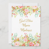  Rosa Blume und Gold Glitzer Quinceanera  Einladung (Rückseite)