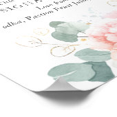 Rosa Blume und Gold Greenery Bar Menu Unterschrift Poster (Ecke)