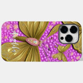Rosa Blume und goldene Schmetterlinge Case-Mate iPhone Hülle (Rückseite (Horizontal))