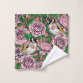 Rosa Blume und Goldflossen Badhandtuch Set (Waschlappen)