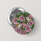 Rosa Blume und Goldflossen Button (Vorne & Hinten)