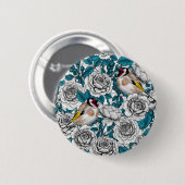 Rosa Blume und Goldflossen Button (Vorne & Hinten)