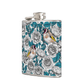 Rosa Blume und Goldflossen Flachmann (Links)