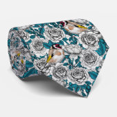 Rosa Blume und Goldflossen Krawatte (Gerollt)