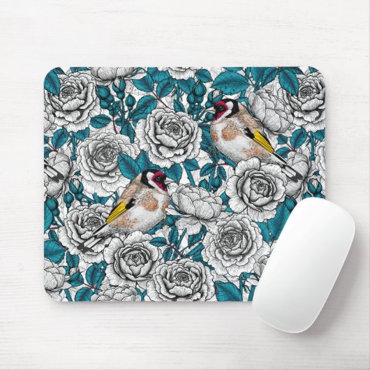 Rosa Blume und Goldflossen Mousepad (Mit Mouse)