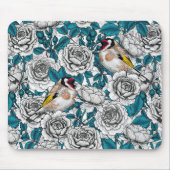 Rosa Blume und Goldflossen Mousepad (Vorne)