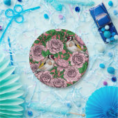 Rosa Blume und Goldflossen Pappteller (Party)