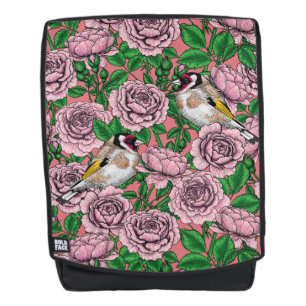 Rosa Blume und Goldflossen Rucksack