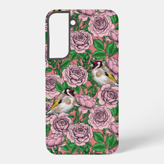 Rosa Blume und Goldflossen Samsung Galaxy Hülle (Rückseite)