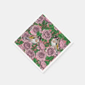 Rosa Blume und Goldflossen Serviette (Ecke)