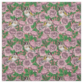 Rosa Blume und Goldflossen Stoff (Muster)