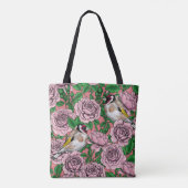 Rosa Blume und Goldflossen Tasche (Rückseite)